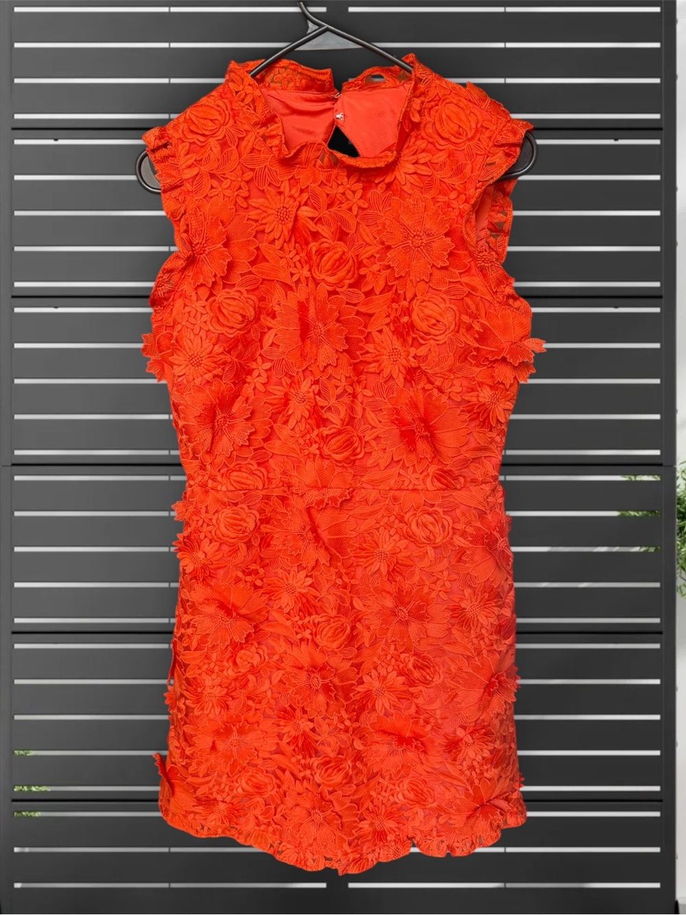 J Crew A line Floral Lace Sleeveless Dress in Bright Orange